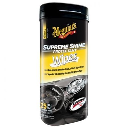 MEGUIARS WAX Use On Vinyl/ Rubber/ Plastic, Supreme Shine, Unscented, 25 Wipes G4000